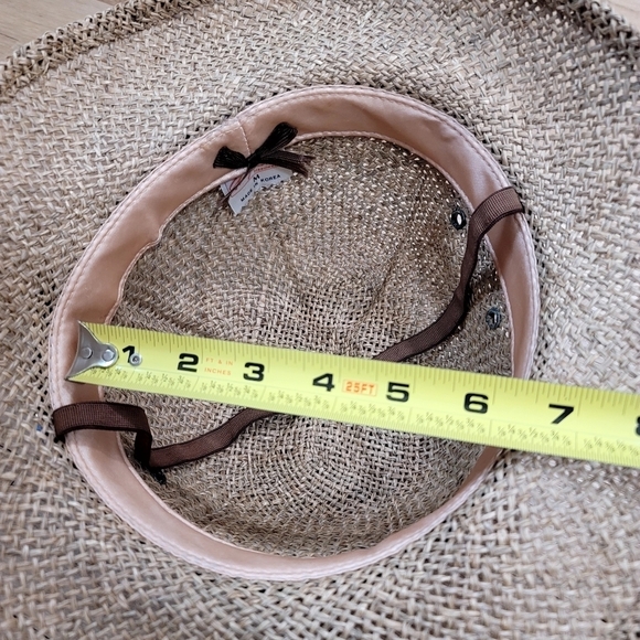 Vintage Tan Straw Hat with Brown Band - Picture 12 of 12